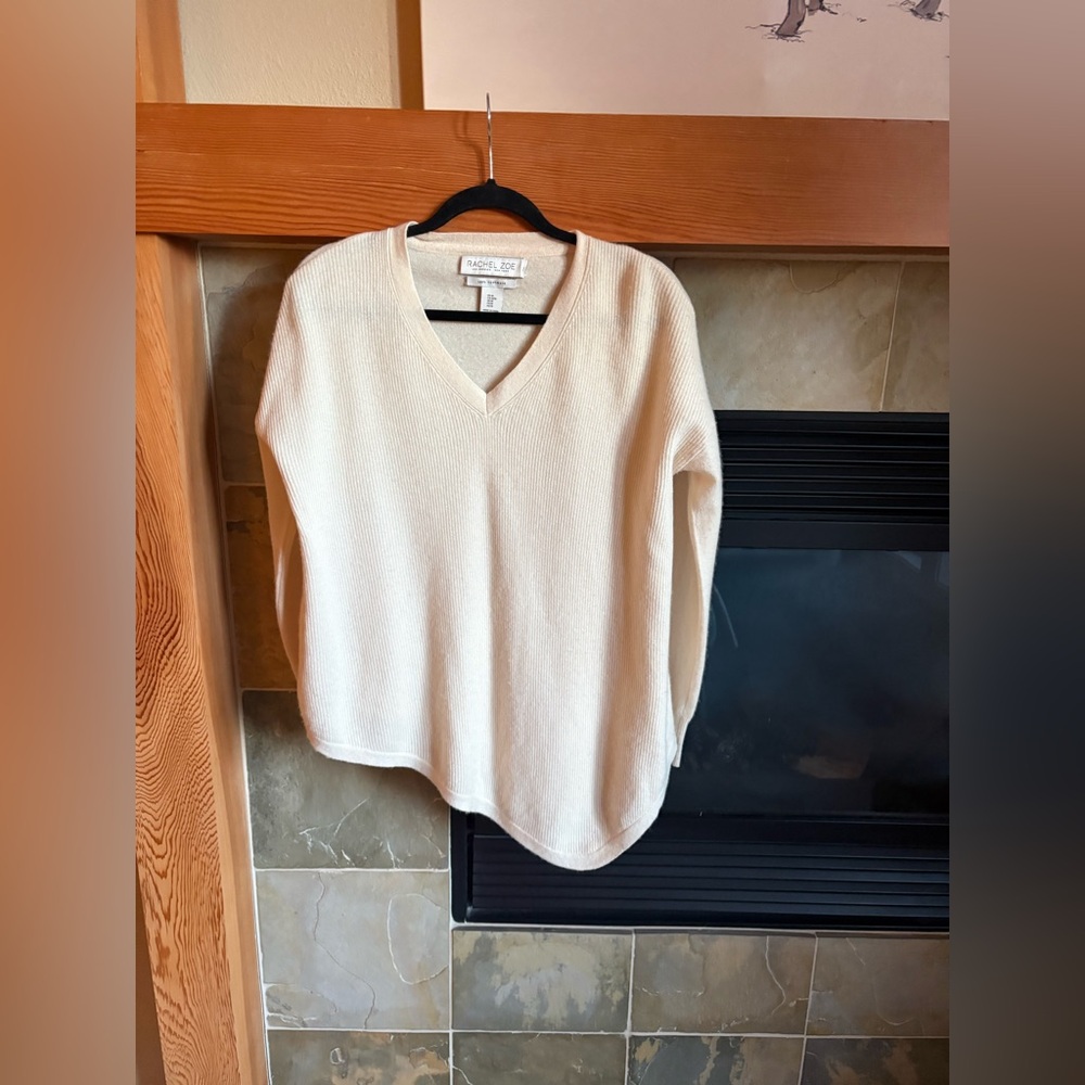 Rachel Zoe Cream cashmere V-Neck Sweater